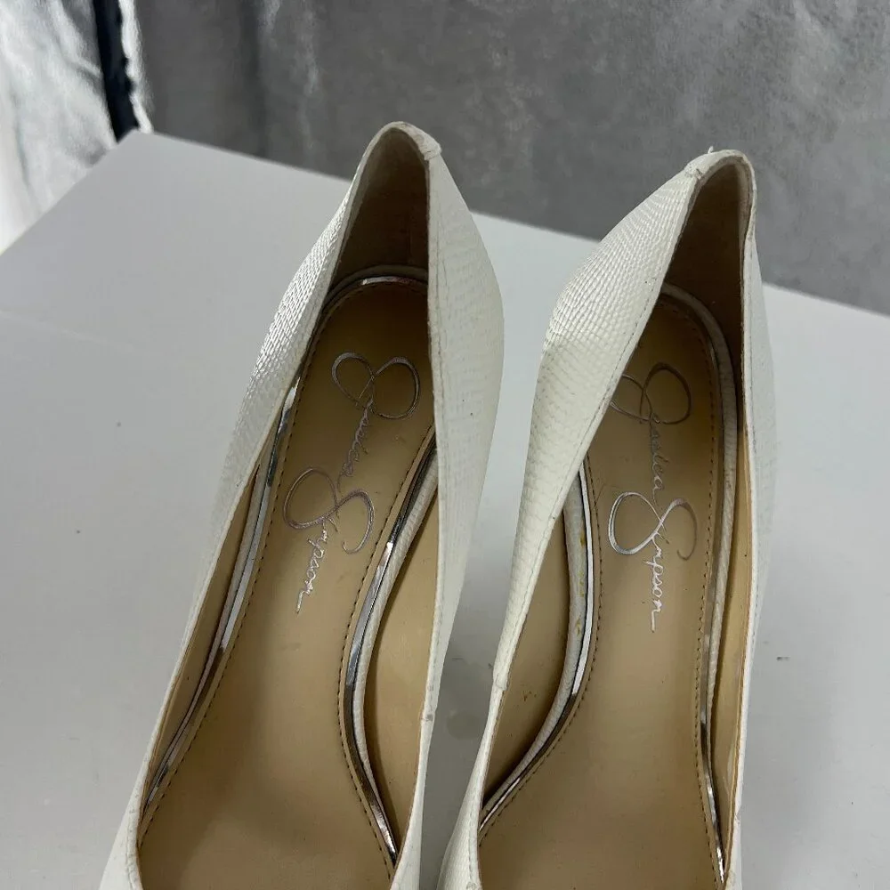 Jessica Simpson Parisah White Snakeskin Platform Pump